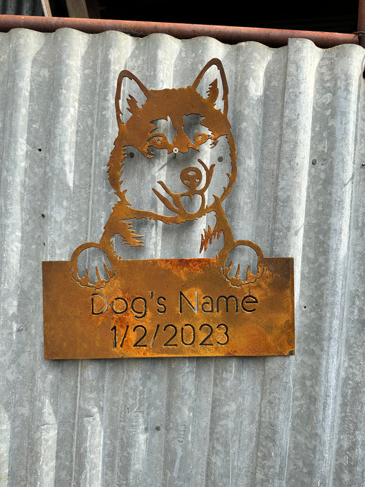 Siberian Husky - Dog Memorial Plaque - Metal Art-Old n Dazed