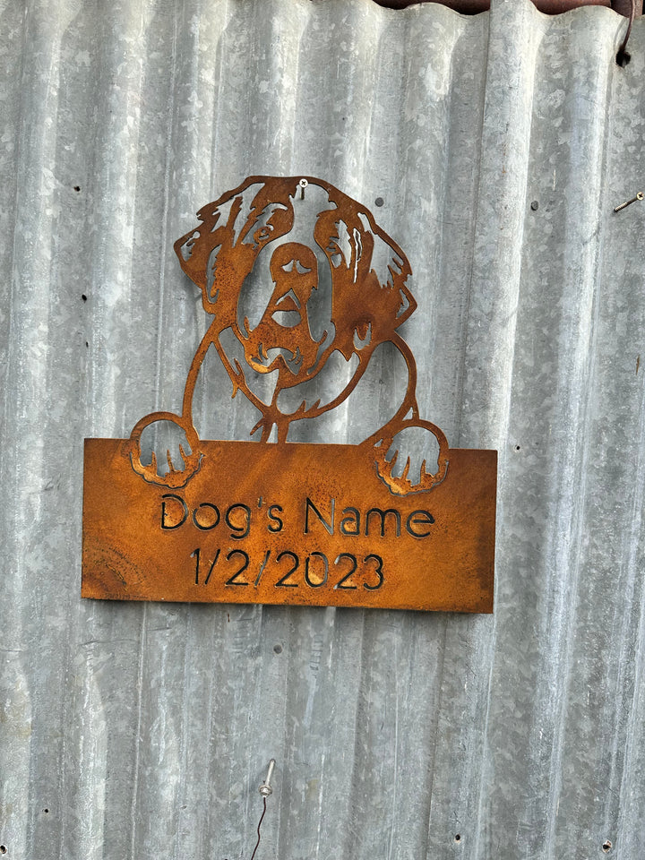 St Bernard - Dog Memorial Plaque - Metal Art-Old n Dazed