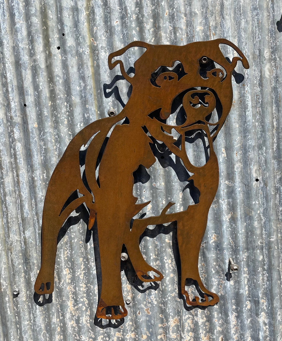 Staffy Dog - Staffordshire bull terrier Metal Wall Art - Garden Art-Old n Dazed
