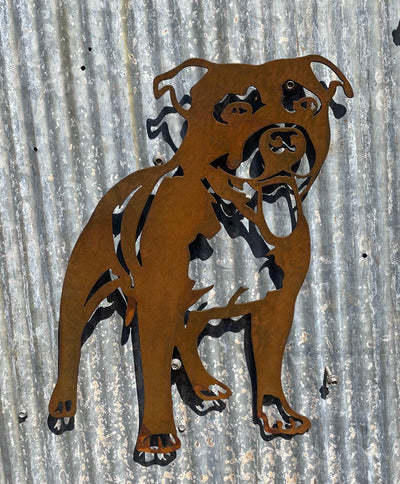Staffy Dog - Staffordshire bull terrier Metal Wall Art - Garden Art-Old n Dazed