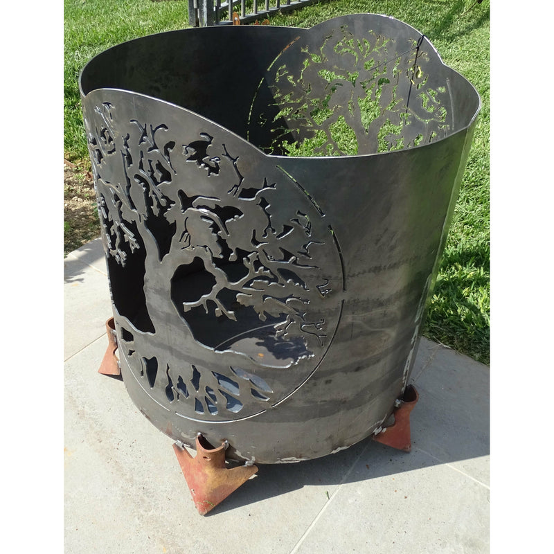 Tree of Life Round Fire Pit-Old n Dazed