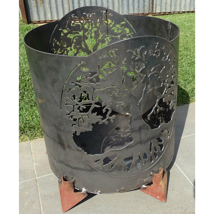 Tree of Life Round Fire Pit-Old n Dazed