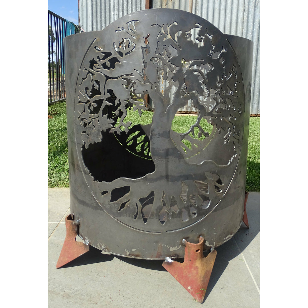 Tree of Life Round Fire Pit-Old n Dazed