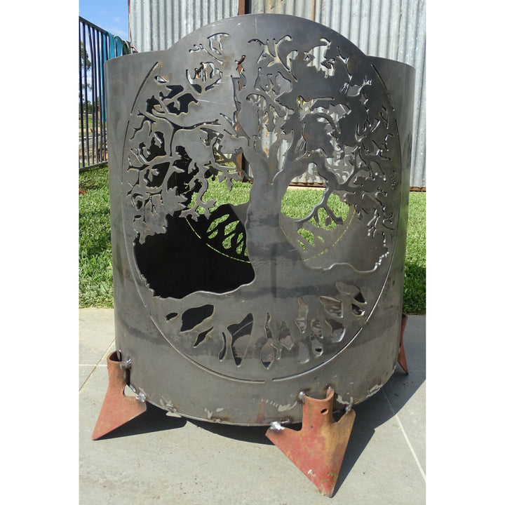 Tree of Life Round Fire Pit-Old n Dazed