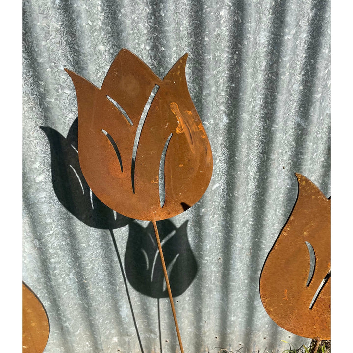 Tulip flower metal garden spike large-Old n Dazed