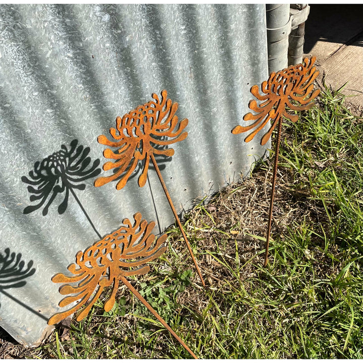Waratah flower metal garden spike small-Old n Dazed