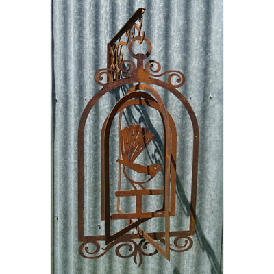 Willy wagtail Birdcage Metal Garden Art-Old n Dazed