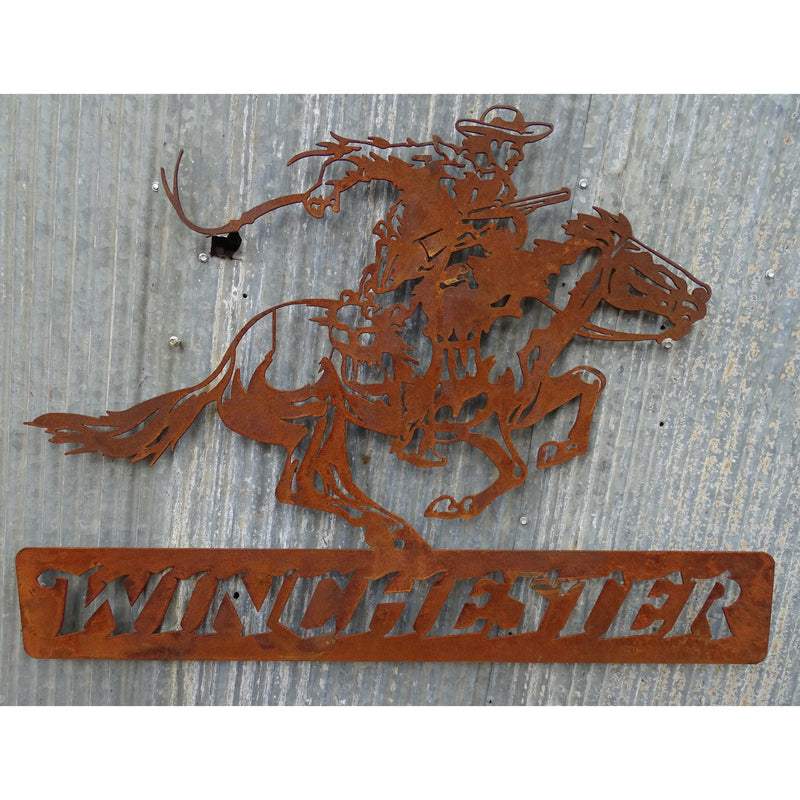 Winchester Horse Metal Wall Art-Old n Dazed
