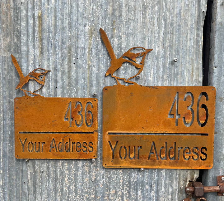Wren Address Sign Custom Made Metal Art-Old n Dazed