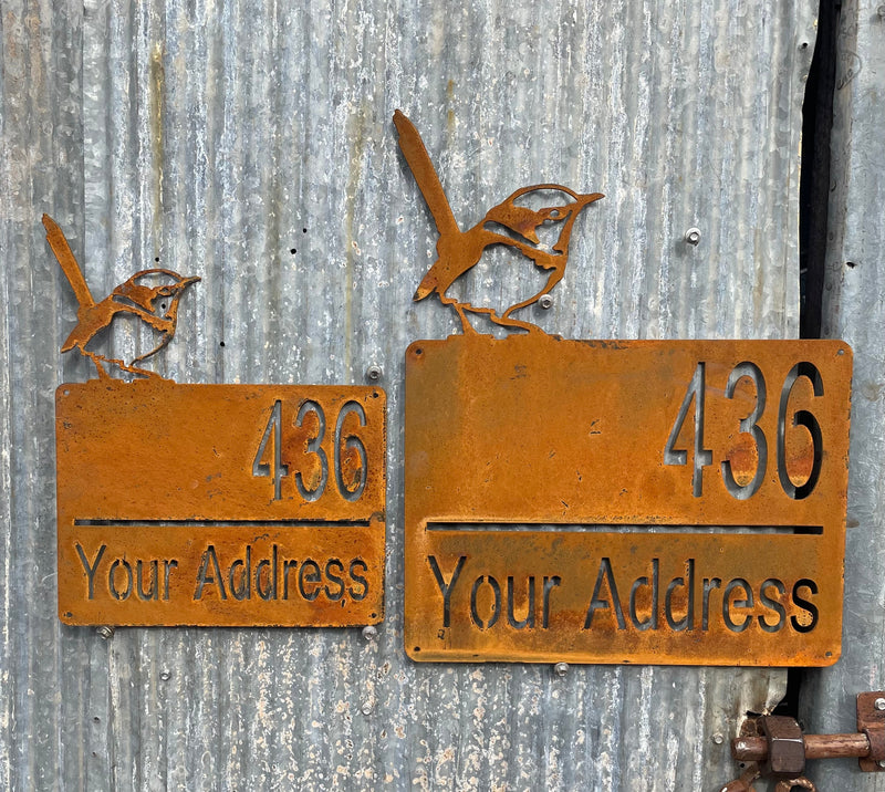 Wren Address Sign Custom Made Metal Art-Old n Dazed